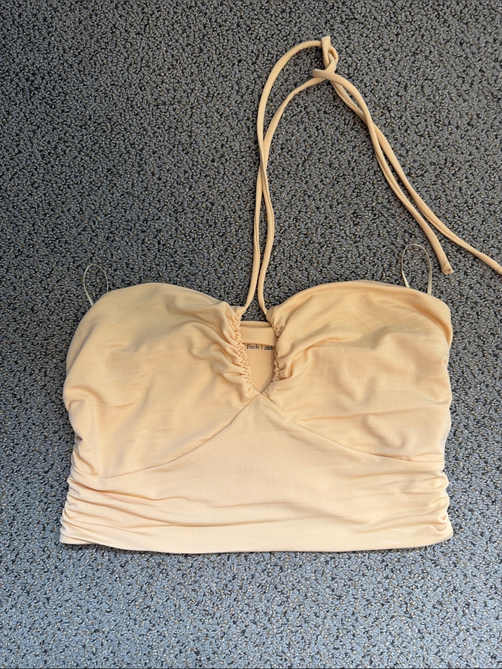 Abercrombie & Fitch Peach Halter Ruched Strapless Crop Top